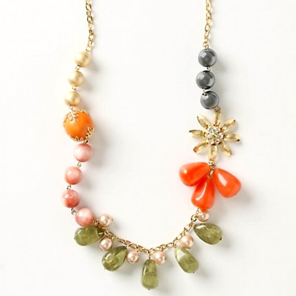 NWOT Anthropologie Floral Beaded Lydell Necklace